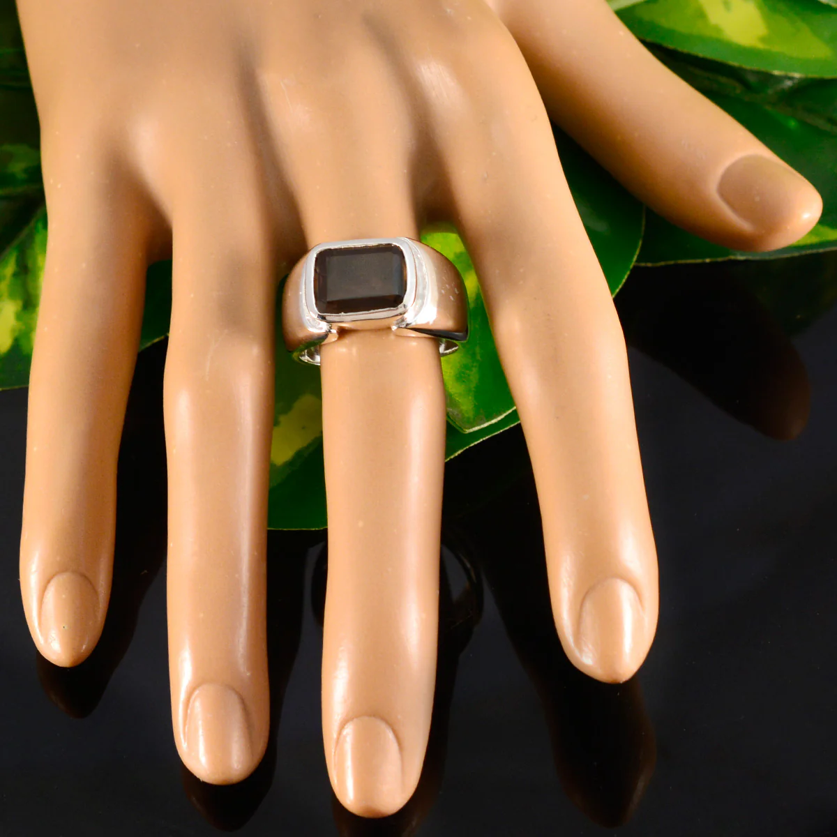 Smoky Quartz Solitaire Russian Silver Brown Gemstone Essential  Contemporary Ring Jewellery - Image 5