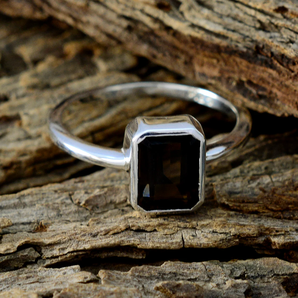 smoky quartz Solitaire Turkish 925 Silver Brown Gemstone Dainty Trendy Ring Jewellery - Image 3
