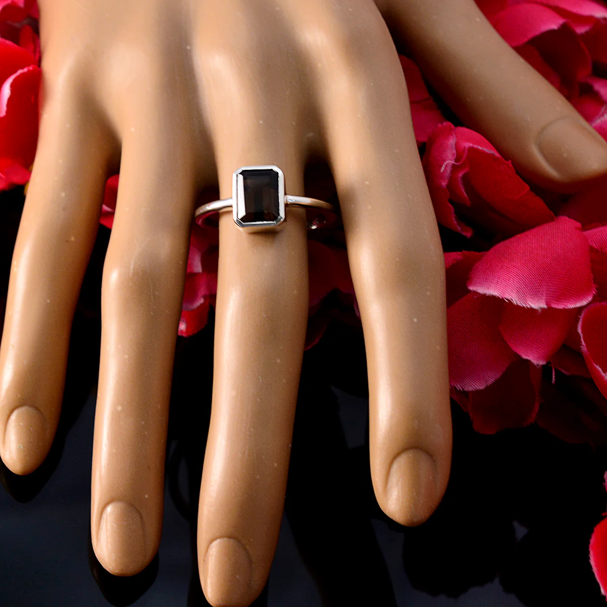 smoky quartz Solitaire Turkish 925 Silver Brown Gemstone Dainty Trendy Ring Jewellery - Image 5