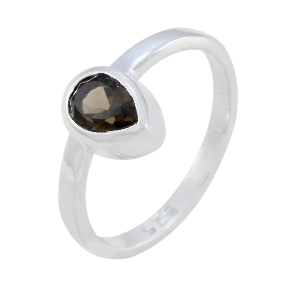 Smoky Quartz Solitaire Turkish 925 Sterling Silver Brown Gemstones Dainty Fairytale Ring Jewelry - Image 2