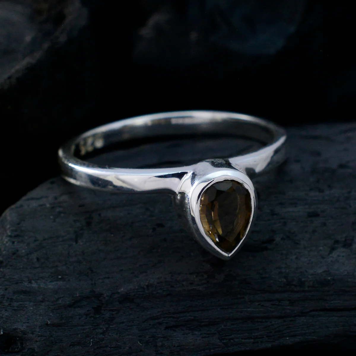 Smoky Quartz Solitaire Turkish 925 Sterling Silver Brown Gemstones Dainty Fairytale Ring Jewelry - Image 4