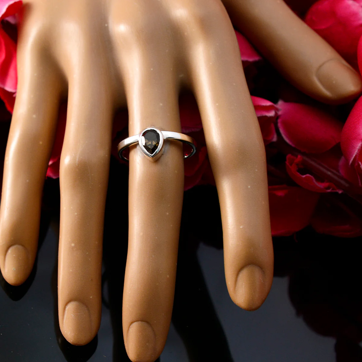 Smoky Quartz Solitaire Turkish 925 Sterling Silver Brown Gemstones Dainty Fairytale Ring Jewelry - Image 5