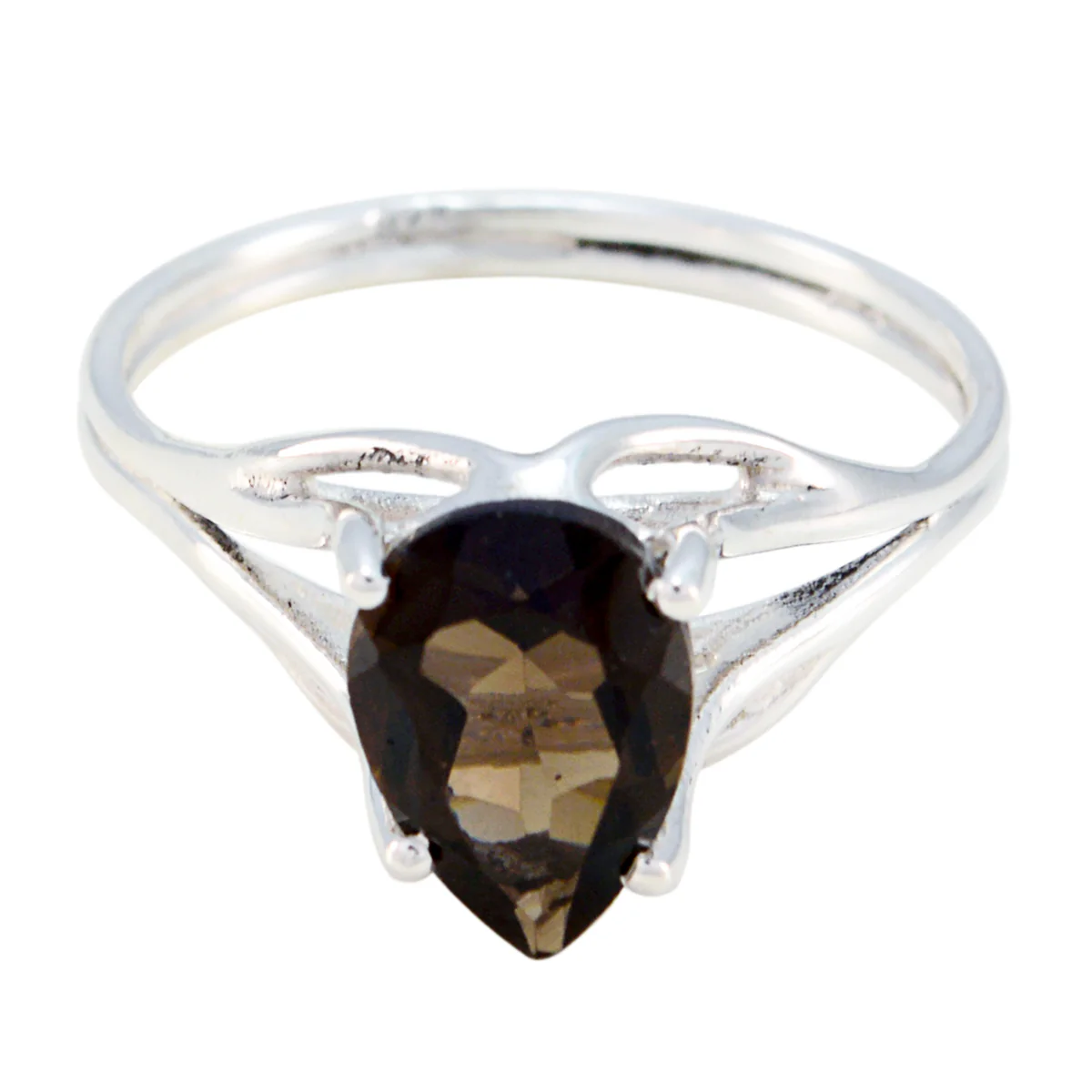 smoky quartz Solitaire Turkish Silver Brown Gems Delicate propsel Ring Jewellery