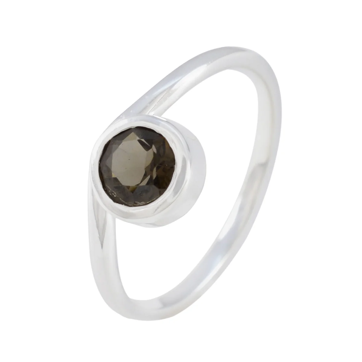 Smoky Quartz Solitaire Turkish Silver Brown Gemstones Delicate Abstract Ring Jewellery - Image 2