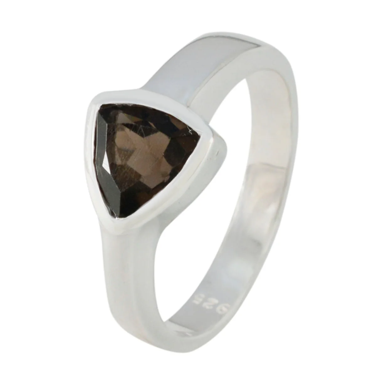 Smoky Quartz Solitaire Turkish Silver Brown Gemstones Tiny Artisan Ring Jewellery - Image 2