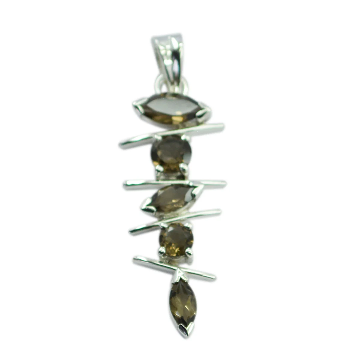 Smoky Quartz Tiny Egyptian 92.5 Silver Penta Ivana Feminine Brown Pendant Jewellery - Image 2
