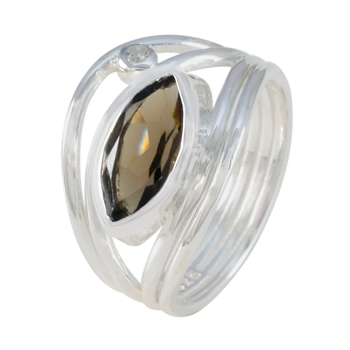 Smoky Quartz Toi et Moi Egyptian Sterling Silver Brown Gemstones Tiny Fairytale Ring Jewellery - Image 2