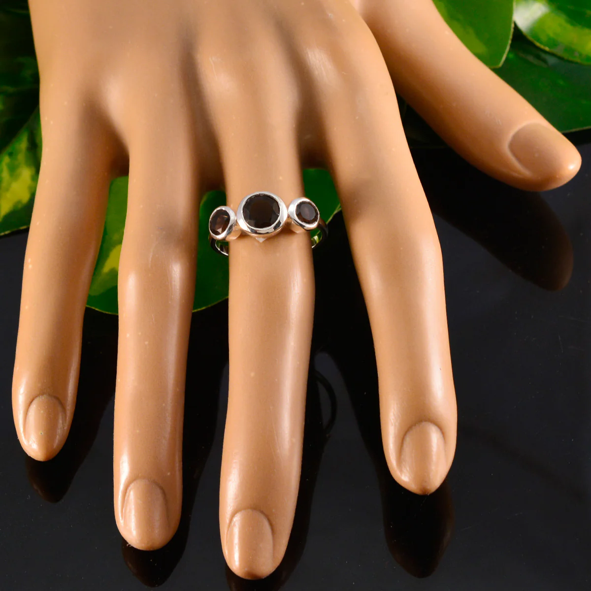 Smoky Quartz Trilogy Japanese Sterling Silver Brown Gemstone Whisper-thin Romantic Ring Jewellery - Image 5