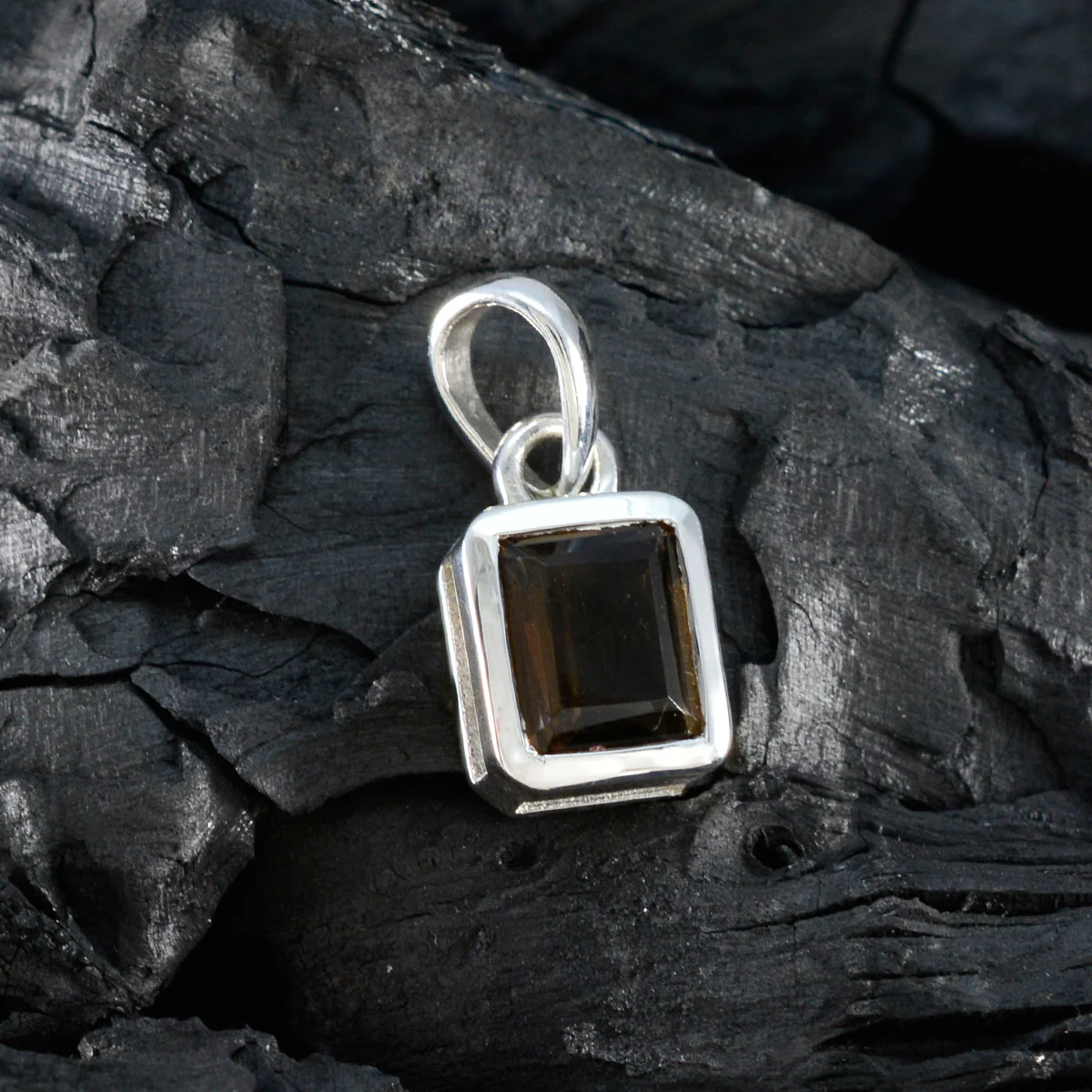 Smoky Quartz Whisper-thin German Sterling Silver Solitaire Aria Eternity Brown Pendant Jewellery - Image 4