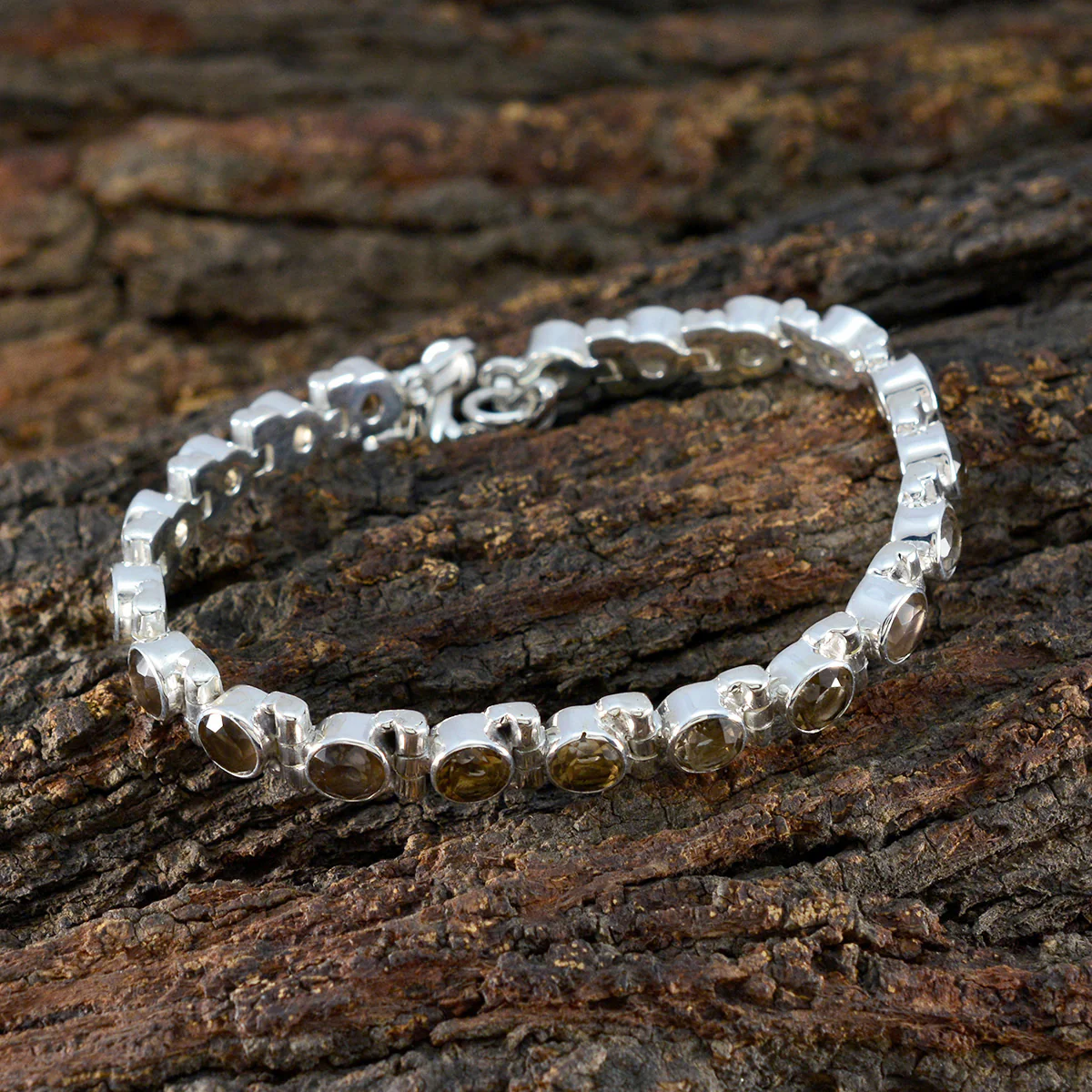 Smoky Quartz Winter Solstice Classic Brown Sterling Silver Tennis Bracelet - Image 4