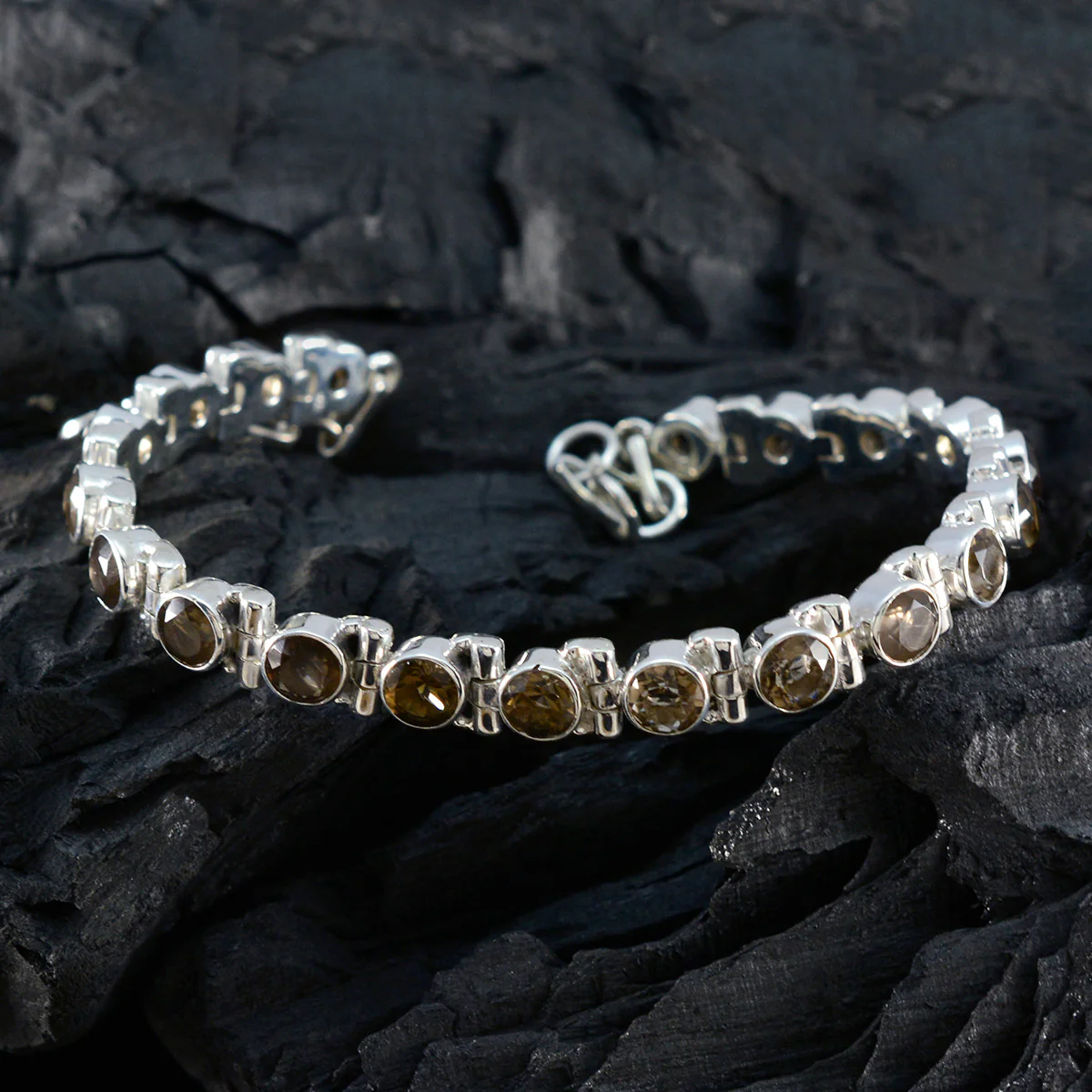 Smoky Quartz Winter Solstice Classic Brown Sterling Silver Tennis Bracelet - Image 5