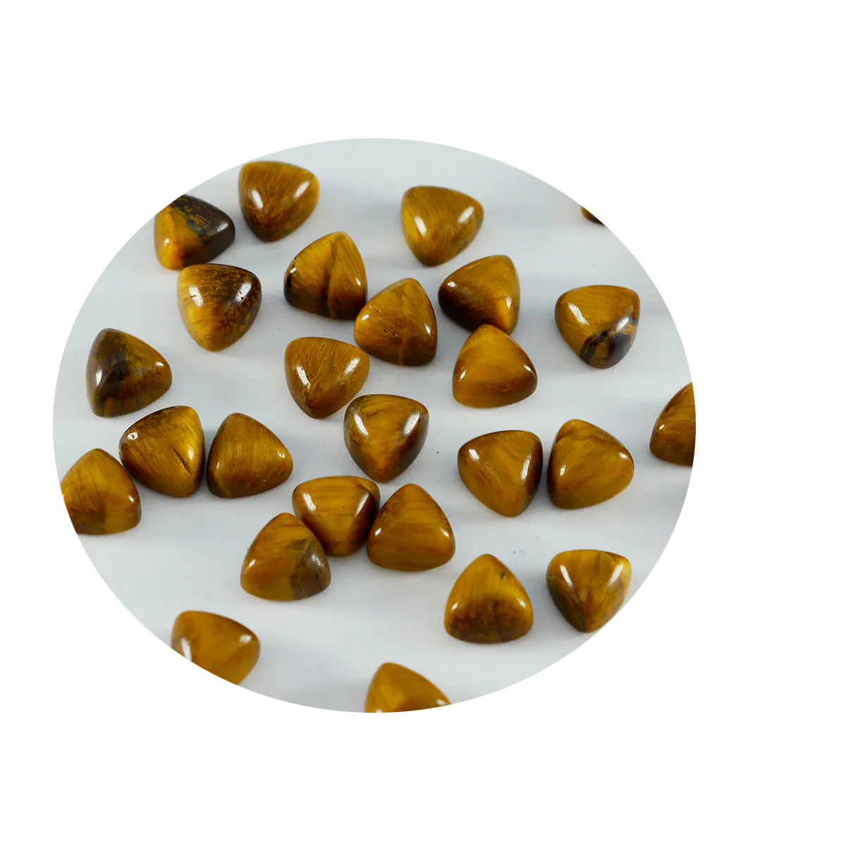 Tiger Eye 10PC Tiny 4x4 MM Triangle Cabochon Brown Sparkling semi Precious Loose Gemstone - Image 2