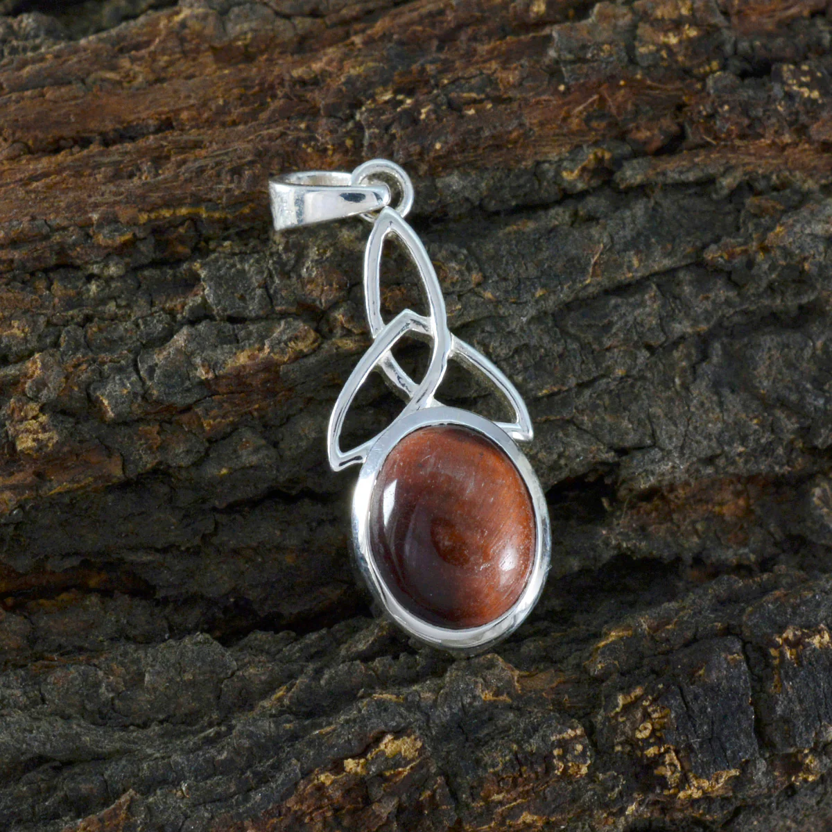 Tiger Eye Delicate Spanish 925 Silver Solitaire Renata Claddagh Brown Pendant Jewelry - Image 2