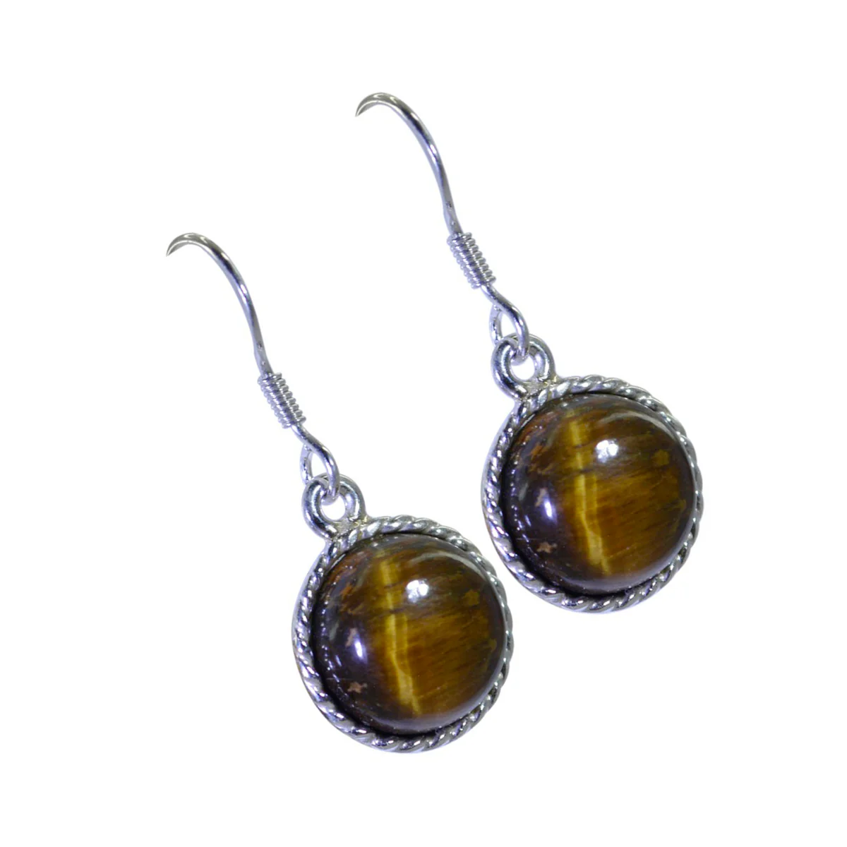 Tiger Eye Italian Rosa multiple Dangle Brown Sterling Silver Earring - Image 2