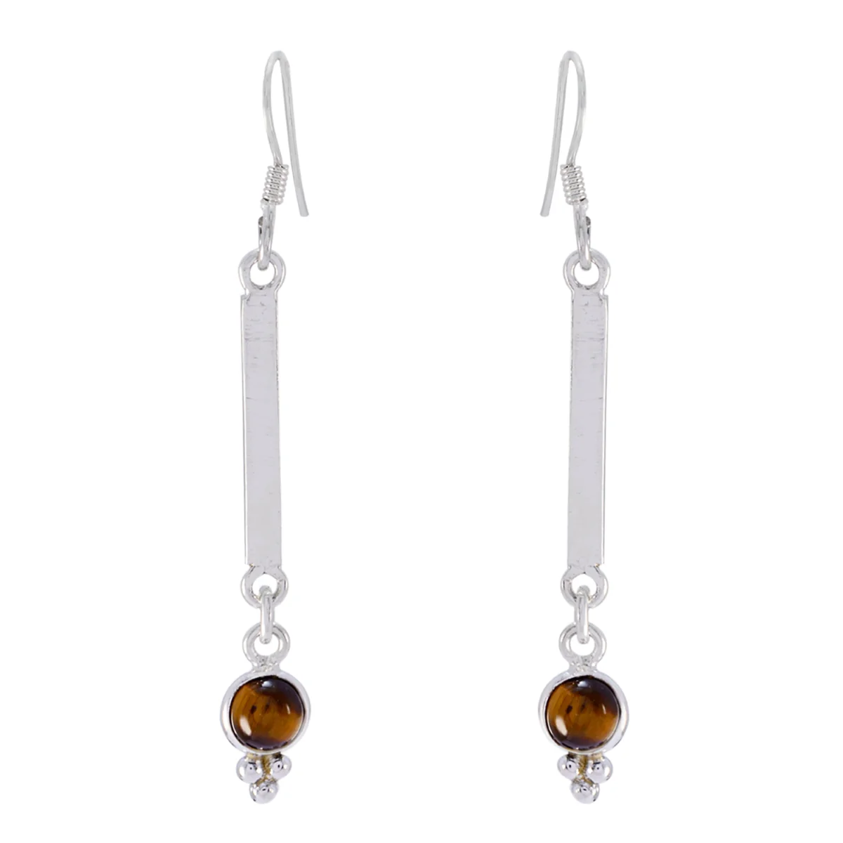 Tiger Eye Mexican Ellie multiple Dangle Brown Sterling Silver Earring