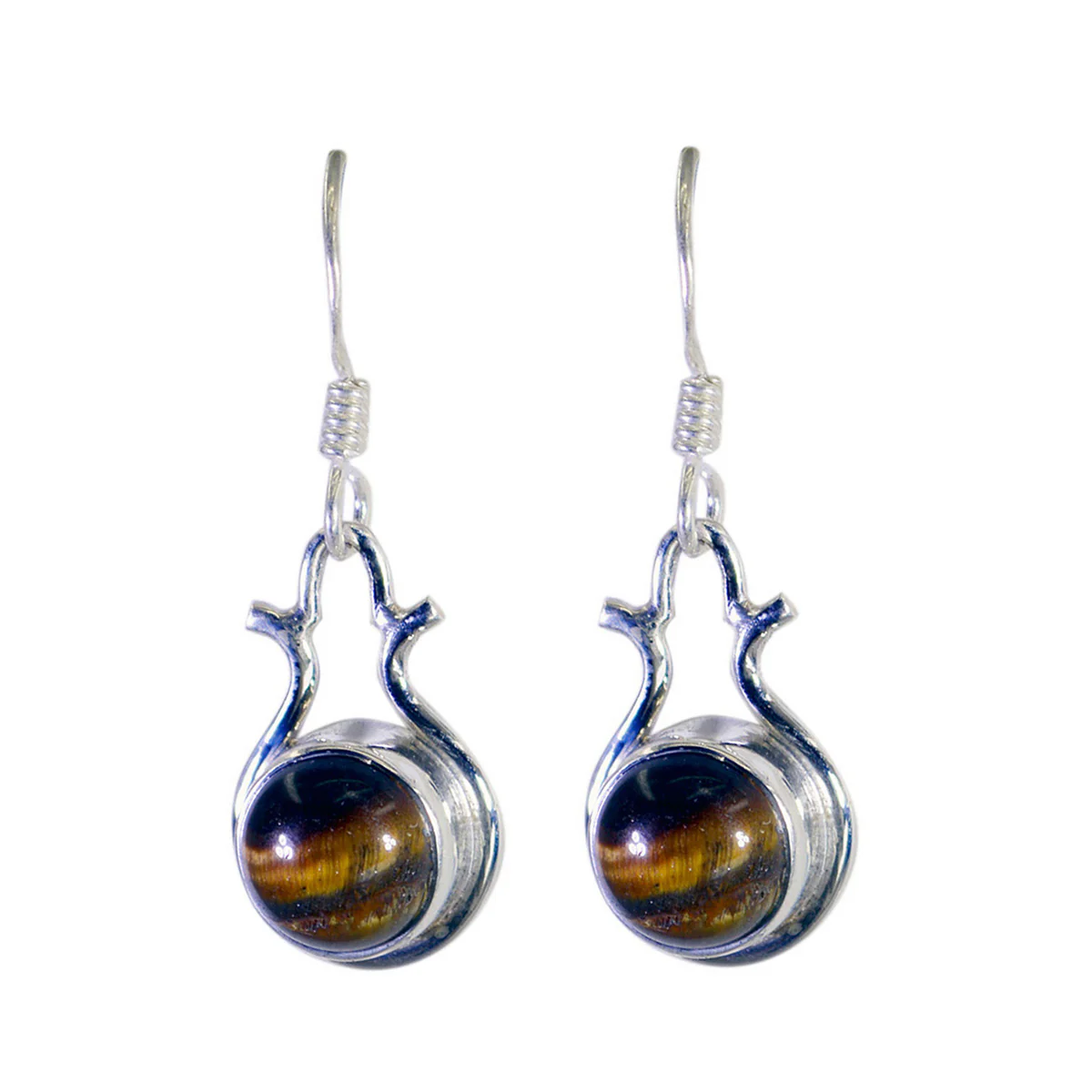 Tiger Eye Mexican Sofía multiple Dangle Brown Silver Earring
