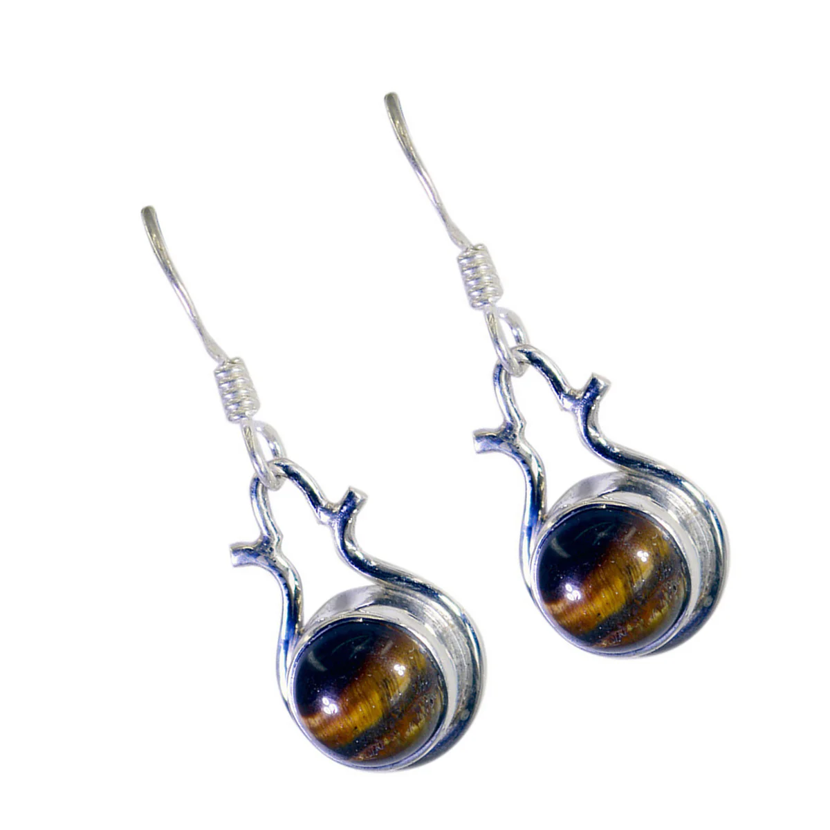Tiger Eye Mexican Sofía multiple Dangle Brown Silver Earring - Image 2