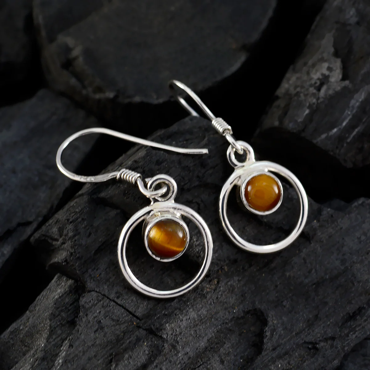 Tiger Eye Middle Eastern Sara multiple Dangle Brown Sterling Silver Earring - Image 2