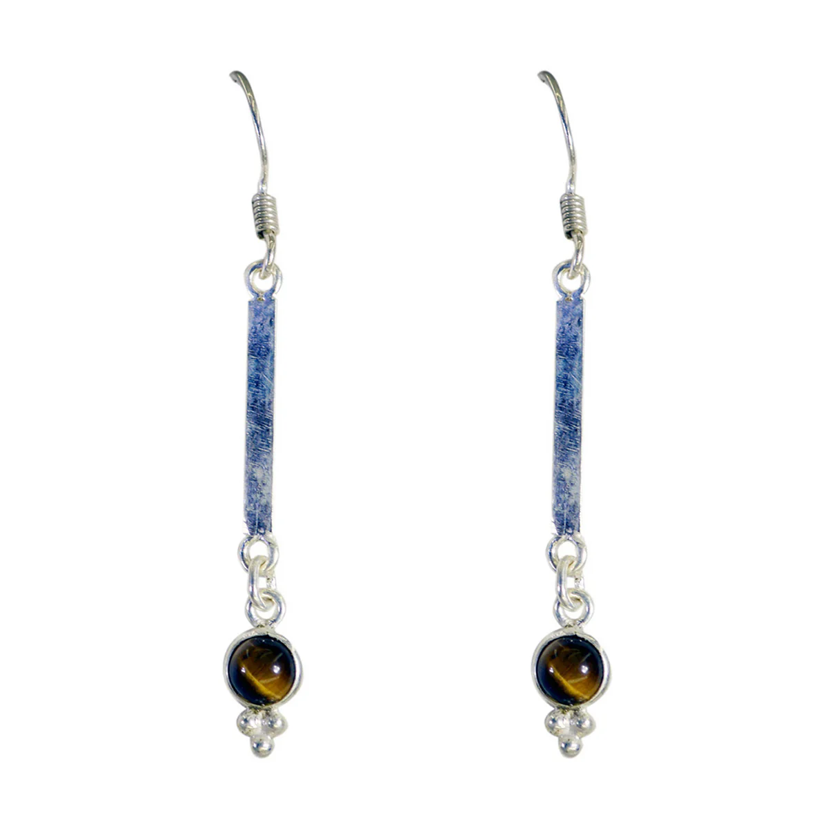 Tiger Eye Moroccan Mila multiple Dangle Brown Sterling Silver Earring