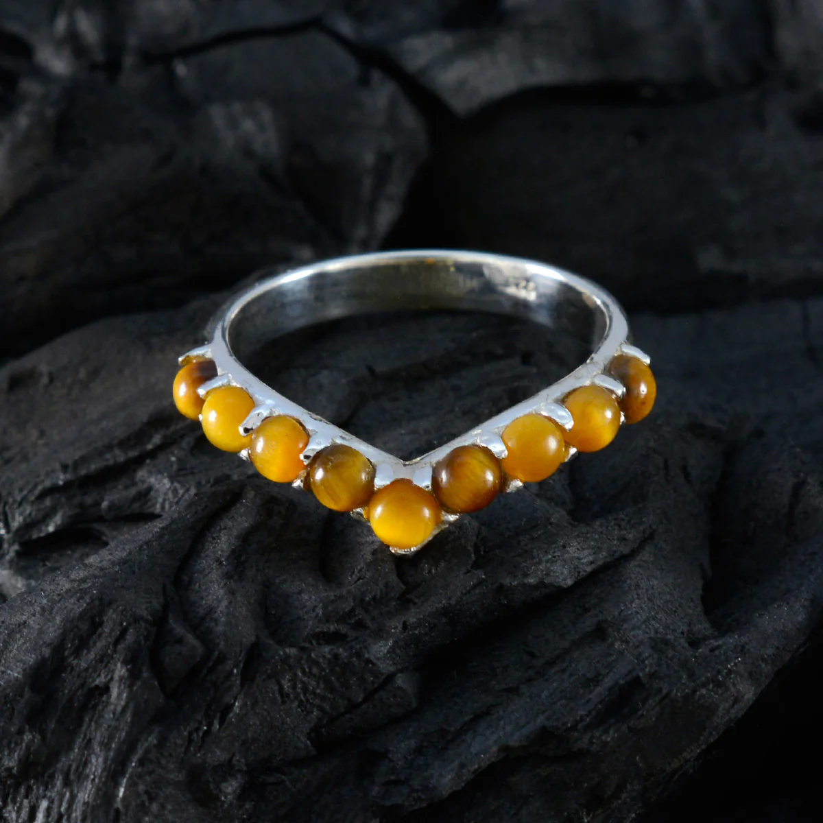 Tiger Eye multiple Turkish 92.5 Silver Brown Gems Dainty Luxurious Ring Jewellery - Image 4