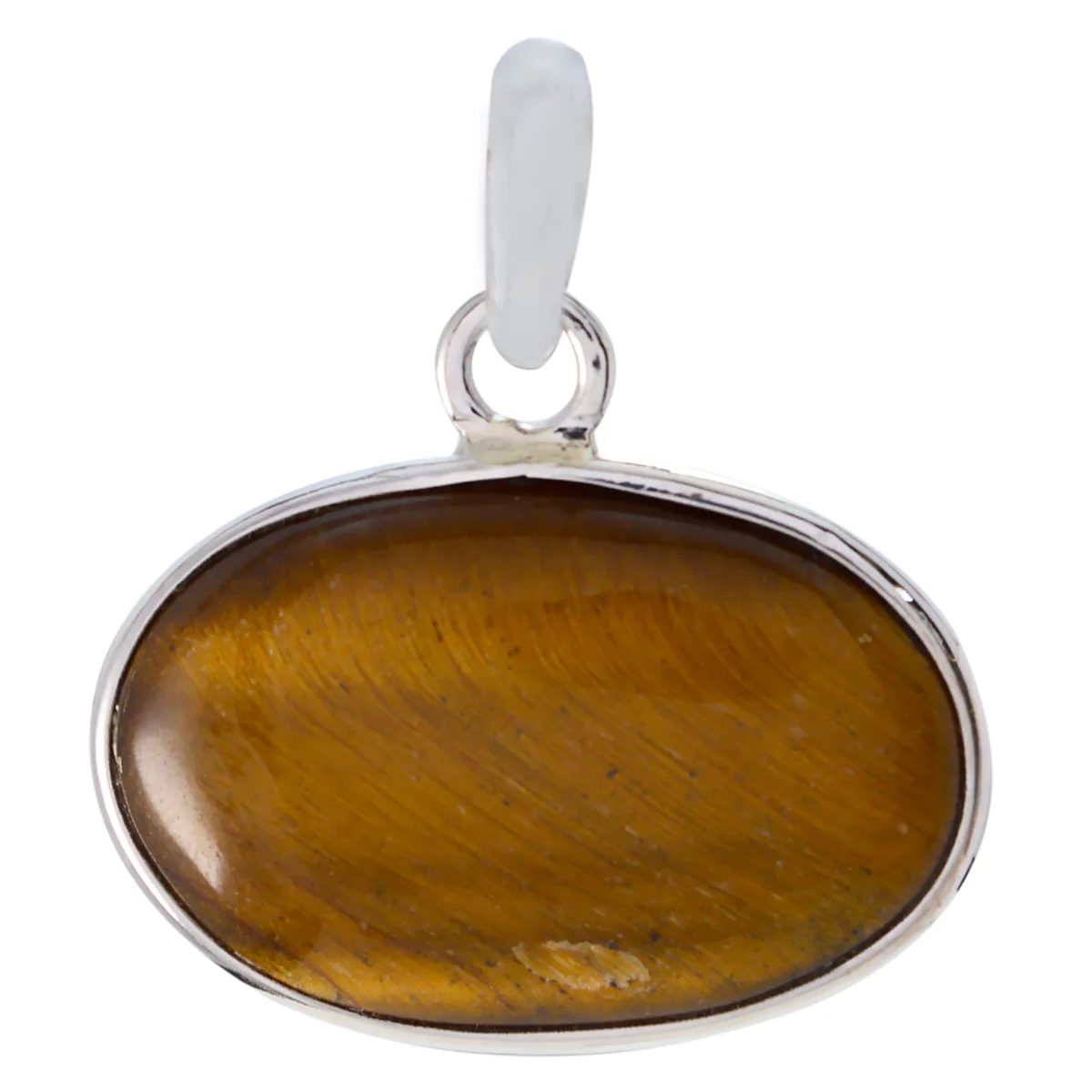 Tiger Eye Slim Egyptian 92.5 Silver Solitaire Nayara Modern Brown Pendant Jewellery - Image 2