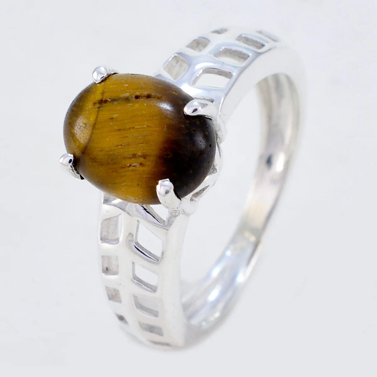 Tiger Eye Solitaire Australian 925 Sterling Silver Brown Gemstones Whisper-thin Filigree Ring Jewelry - Image 2