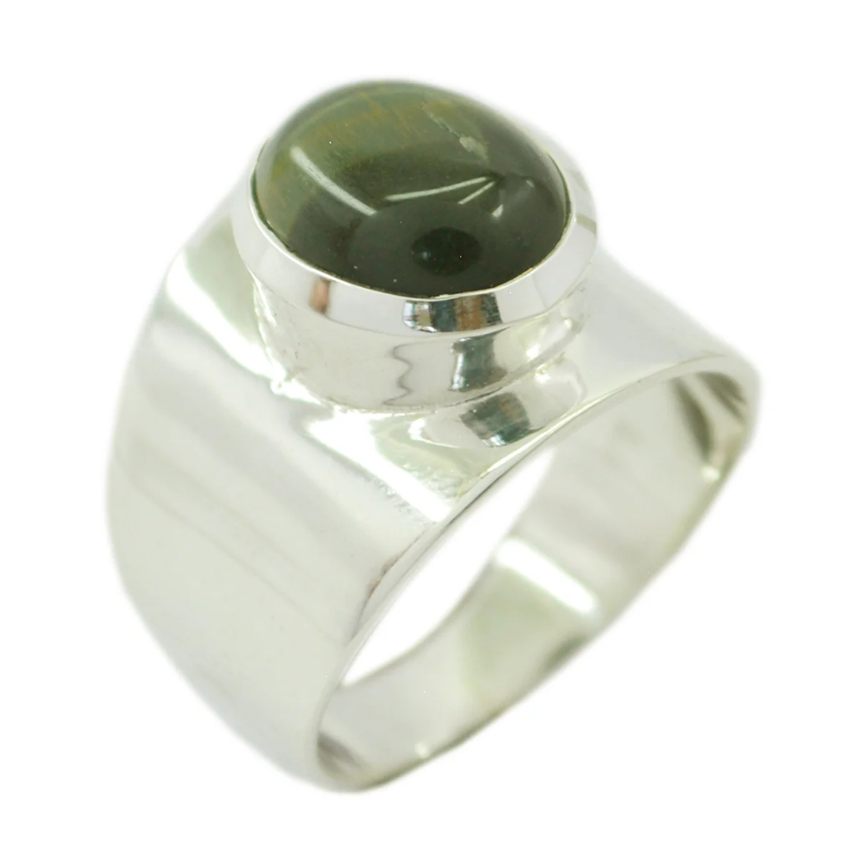 Tiger Eye Solitaire Indian Sterling Silver Brown Gemstones Eye-catching Armor Ring Jewelry