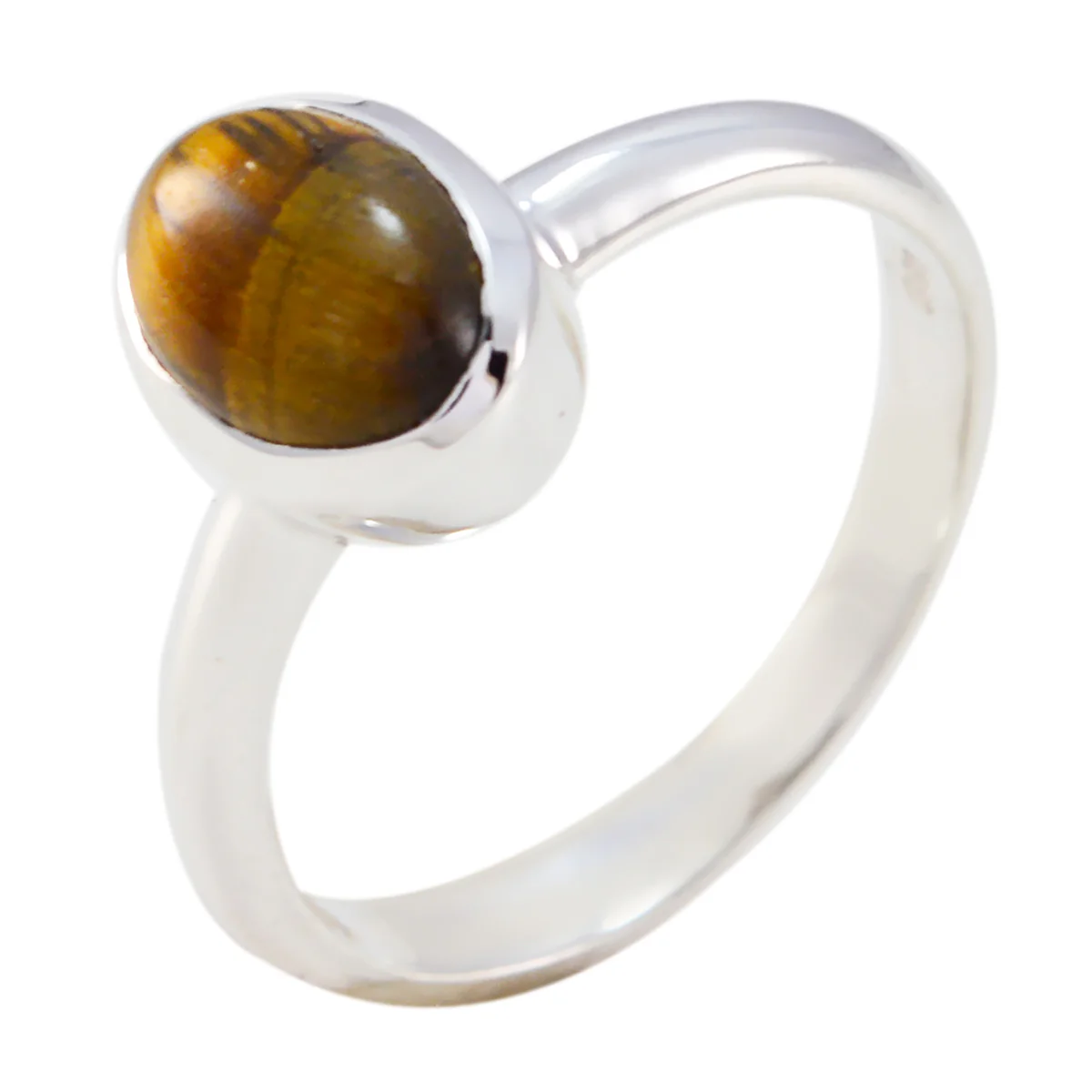 Tiger Eye Solitaire Korean 925 Sterling Silver Brown Gems Delicate Graceful Ring Jewellery - Image 2
