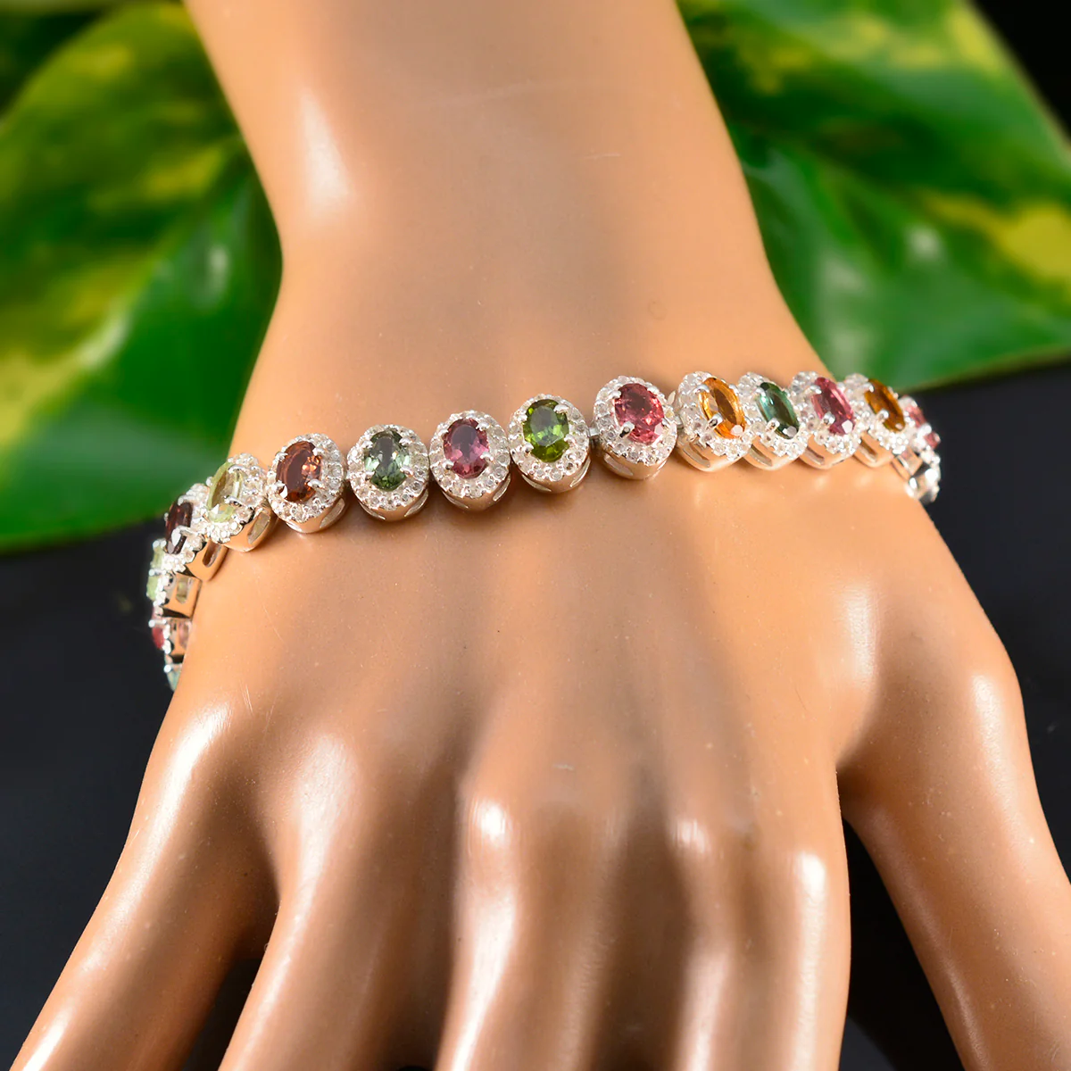Tourmaline Animal Day Eye-catching multicolor 925 Silver Tennis Bracelet - Image 6