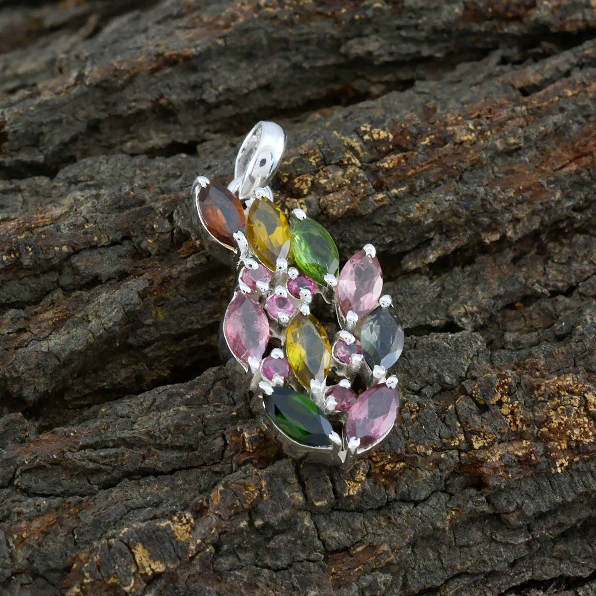 Tourmaline Classic American 925 Silver multiple Paula Eternity multicolor Pendant Jewelry - Image 4