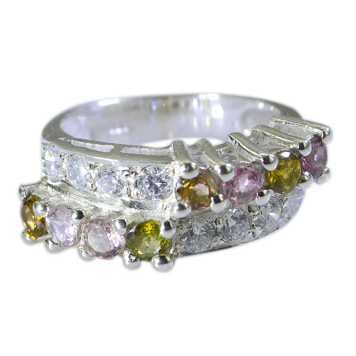 Tourmaline Halo Egyptian 925 Sterling Silver multicolor Gemstones Classic Trendy Ring Jewellery - Image 2