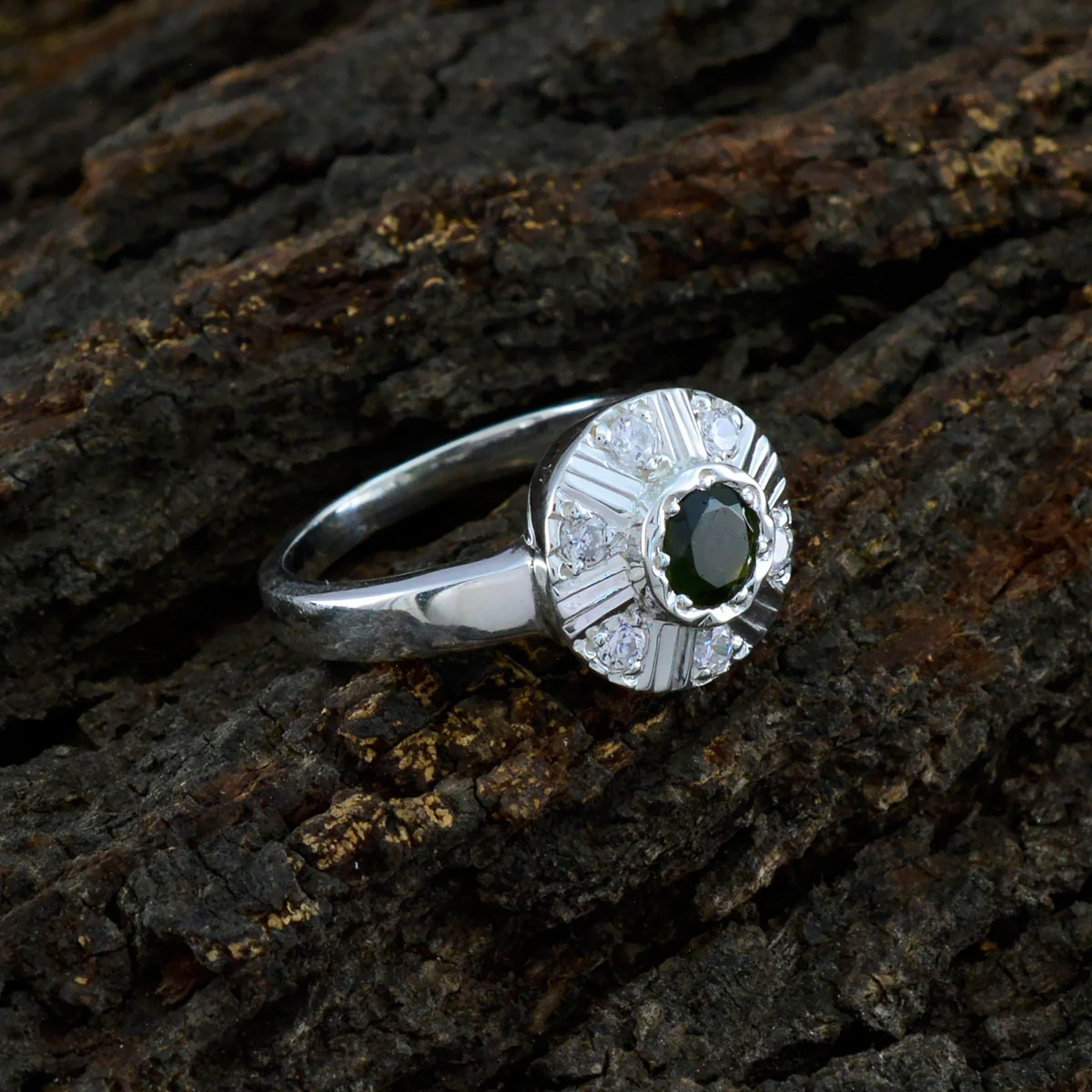 Tourmaline Halo Indian Sterling Silver multicolor Gemstone Featherlight Glamorous Ring Jewellery - Image 3