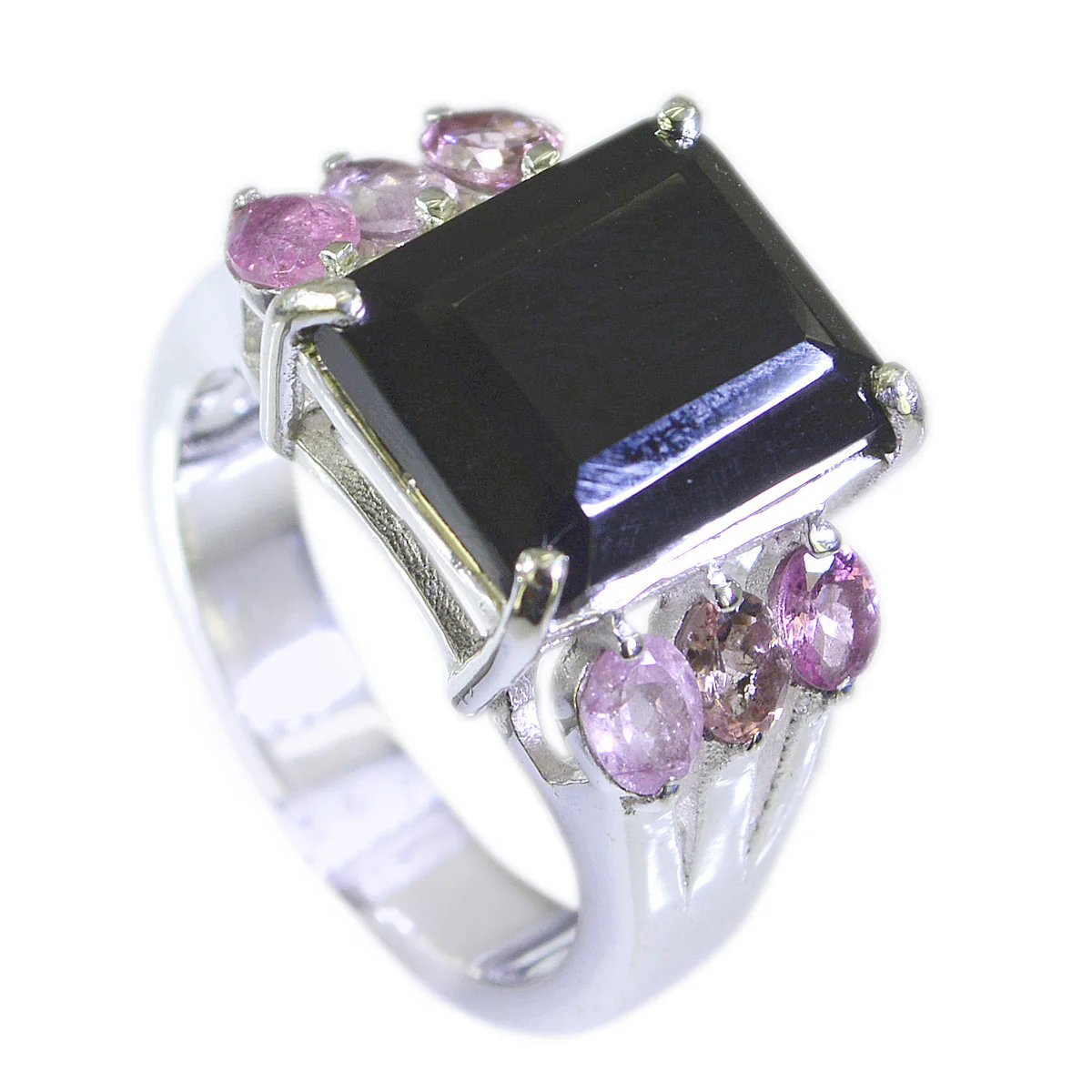 Tourmaline Hepta Indian 925 Sterling Silver multicolor Gemstones Essential Modern Ring Jewelry