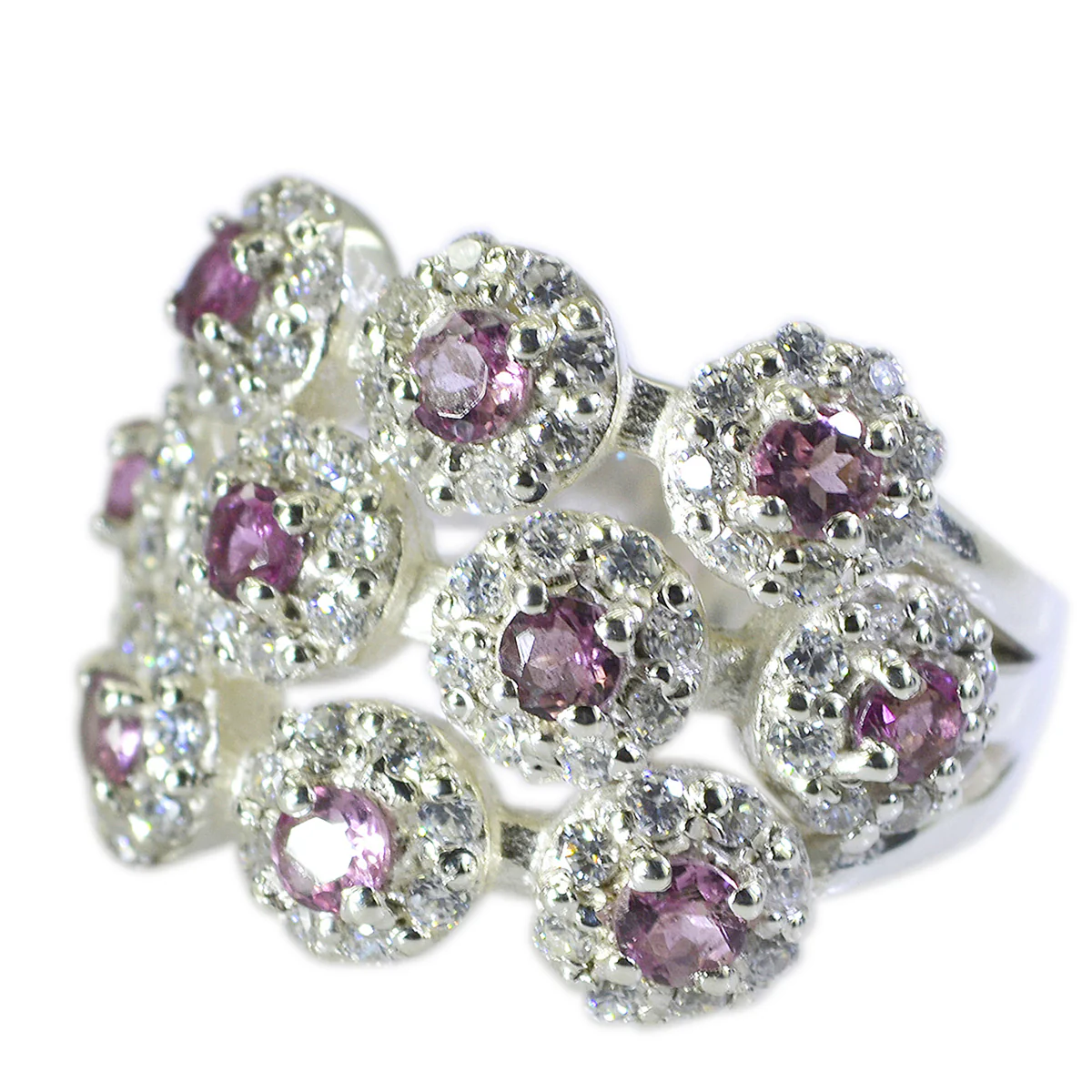 Tourmaline multiple African Sterling Silver multicolor Gemstones Essential Contemporary Ring Jewelry - Image 2