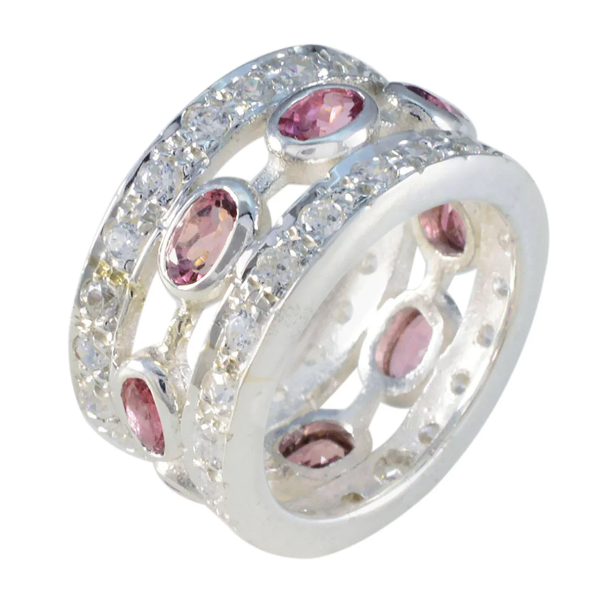 Tourmaline multiple Moroccan 92.5 Silver multicolor Gems Essential  Eternity Band Jewelry - Image 2