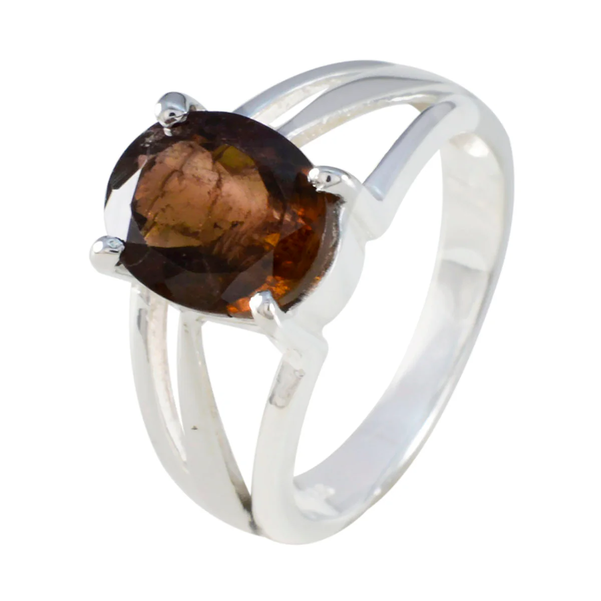 Tourmaline Solitaire French Sterling Silver multicolor Gems Slim Cultural Ring Jewelry - Image 2