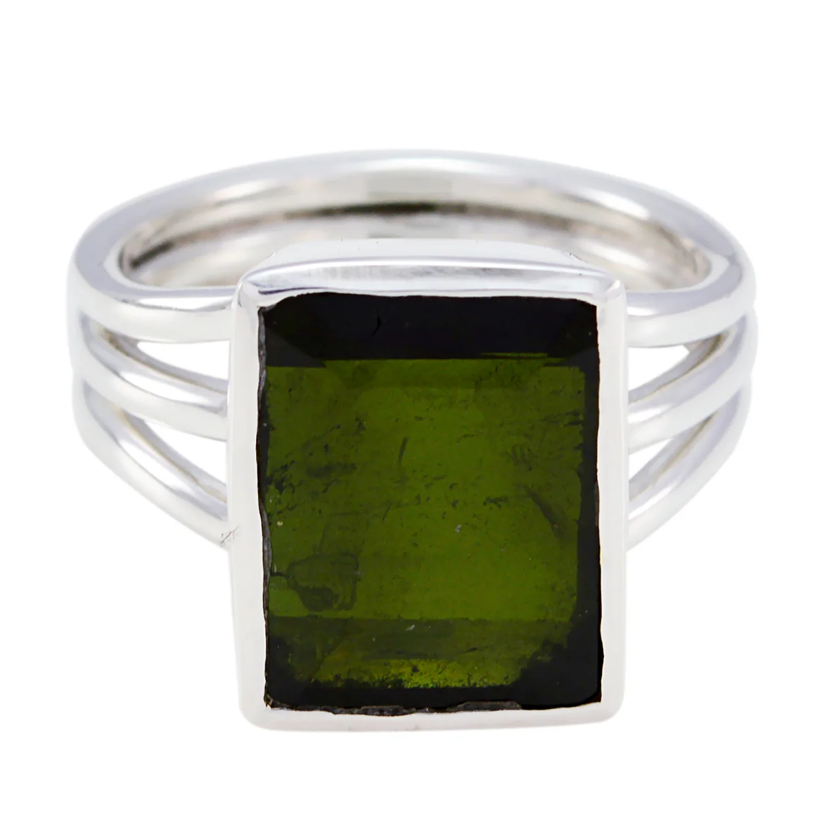 Tourmaline Solitaire German Sterling Silver multicolor Gemstones Mid-weight Glamorous Ring Jewelry