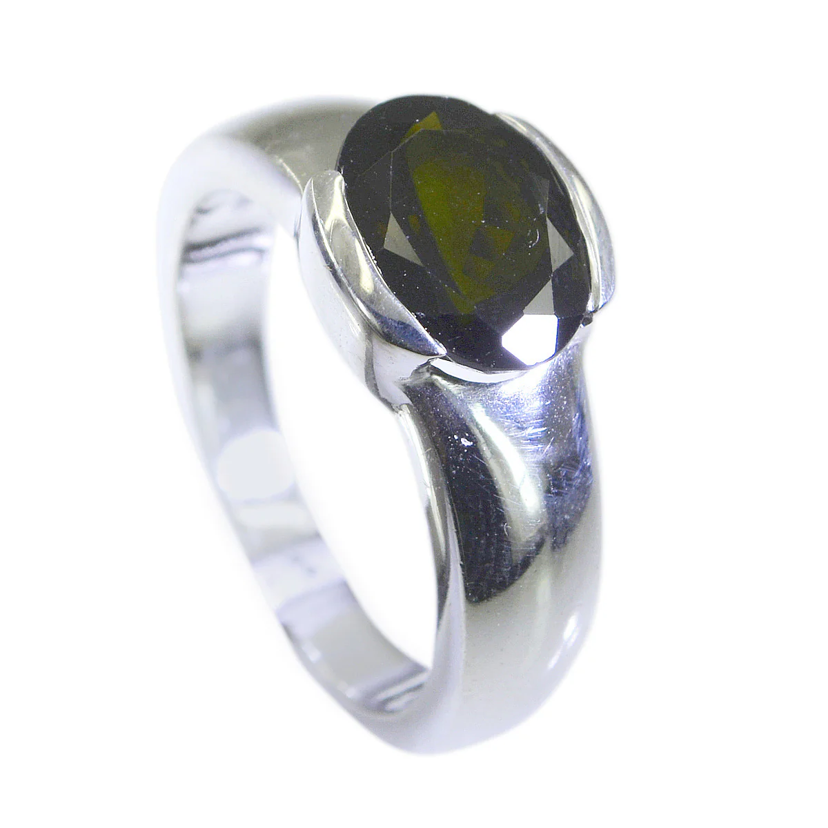 Tourmaline Solitaire Indian Silver multicolor Gemstone Mid-weight Glamorous Ring Jewellery - Image 2