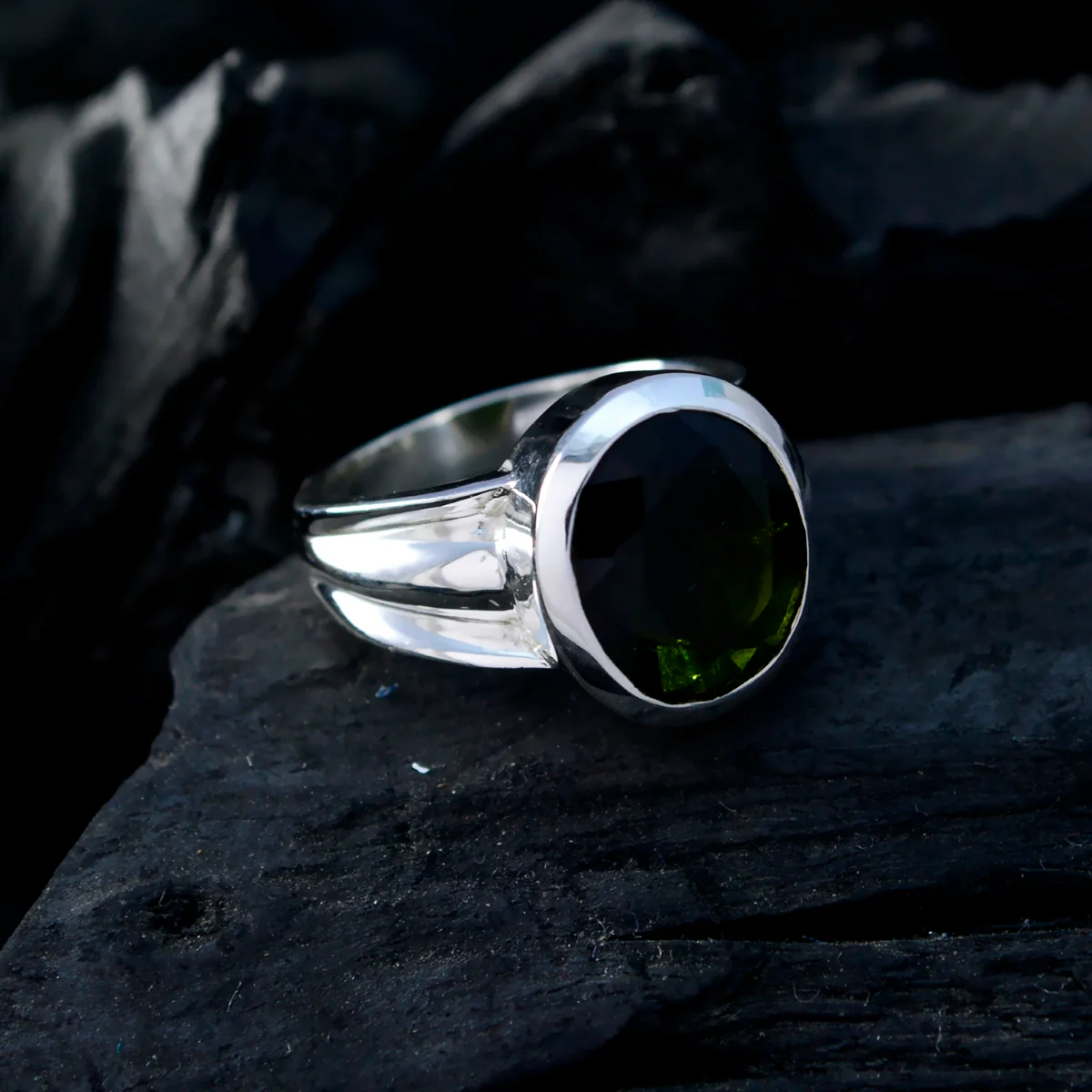 Tourmaline Solitaire Russian 92.5 Silver multicolor Gemstone Mid-weight Fairytale Ring Jewelry - Image 4