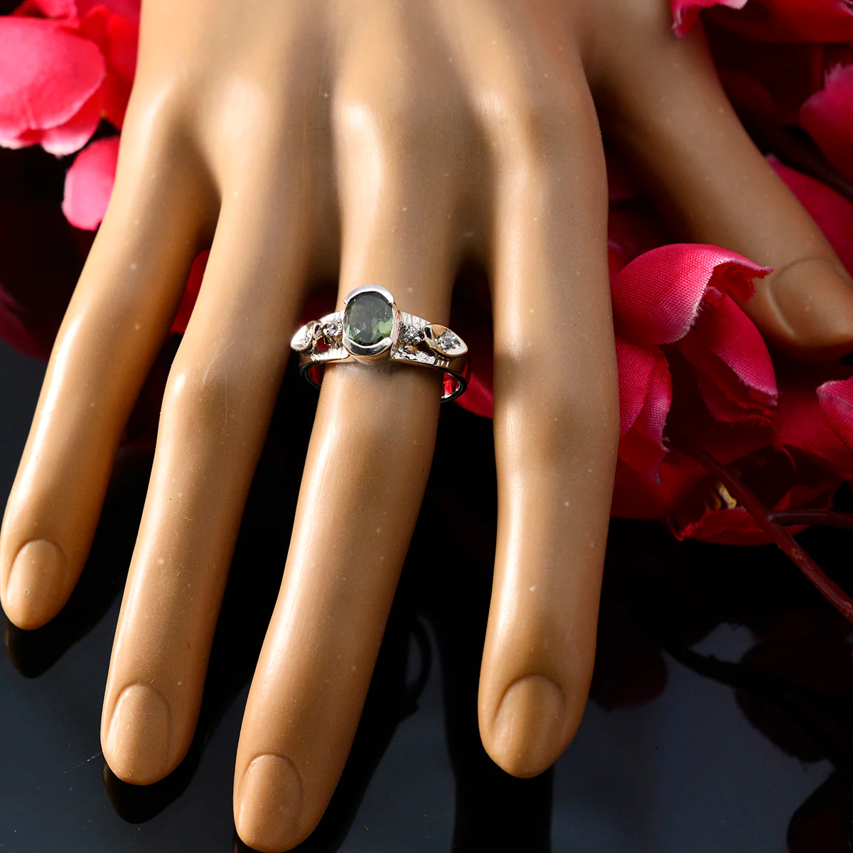 Tourmaline Solitaire Russian 925 Silver multicolor Gemstone Minimal Fairytale Ring Jewellery - Image 5