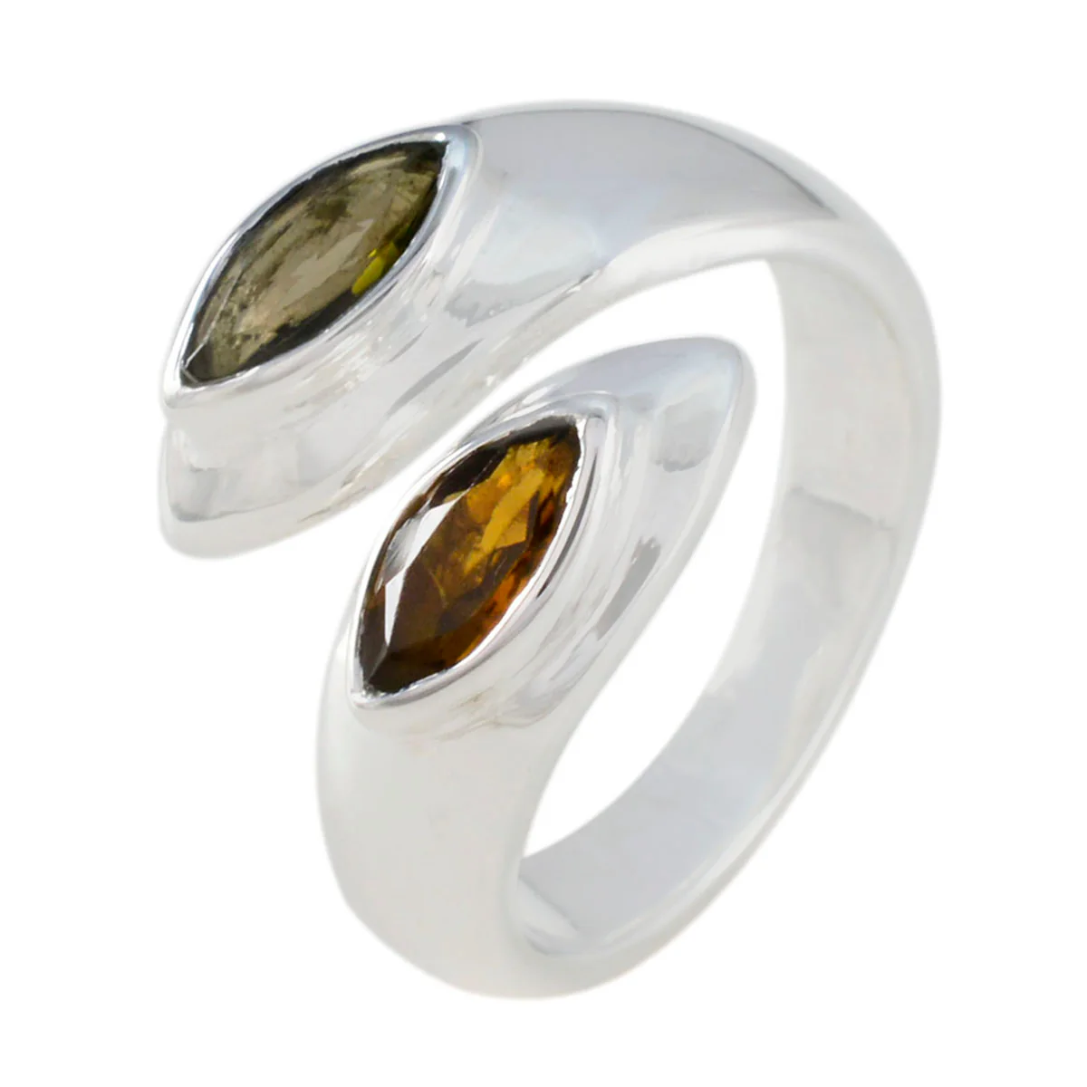Tourmaline Toi et Moi German 925 Sterling Silver multicolor Gems Versatile Trendy Ring Jewelry - Image 2