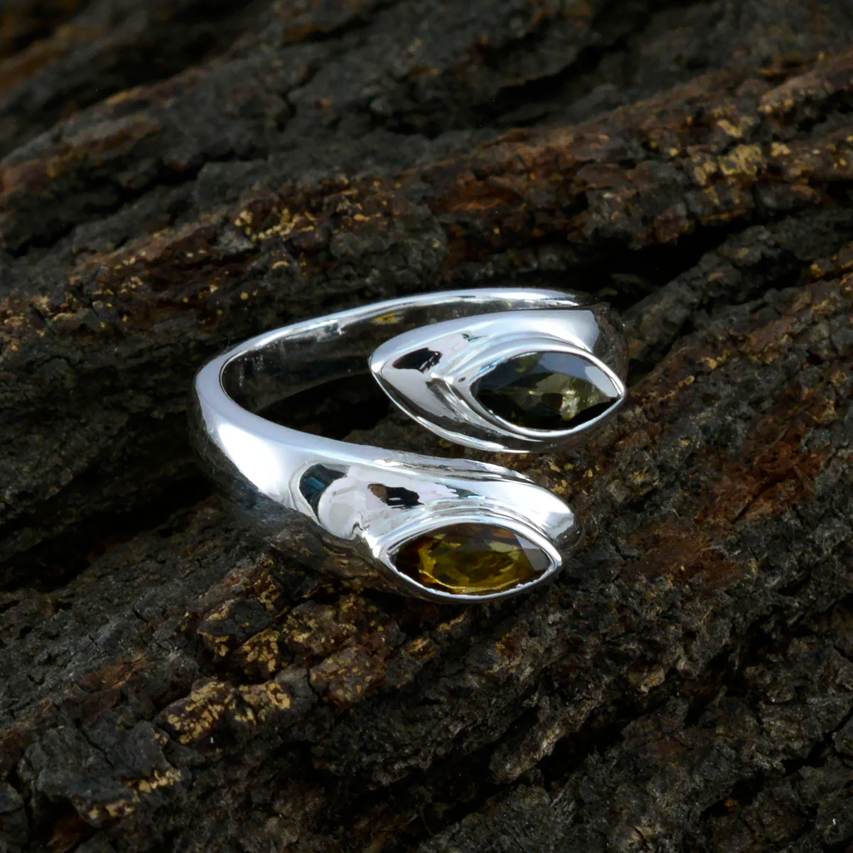 Tourmaline Toi et Moi German 925 Sterling Silver multicolor Gems Versatile Trendy Ring Jewelry - Image 3