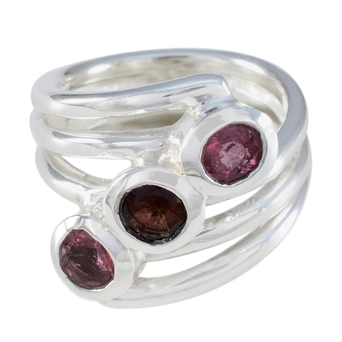 Tourmaline Trilogy Indian Sterling Silver multicolor Gemstones Essential Modern Ring Jewelry - Image 3