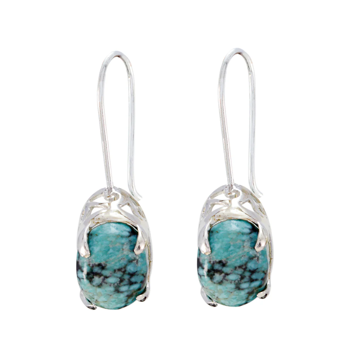 Turquoise African Jiwoo Solitaire Dangle multicolor Sterling Silver Earring