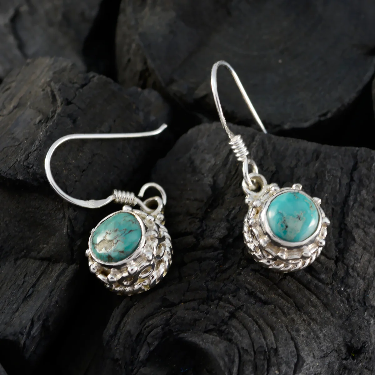 Turquoise American Natalie multiple Dangle Blue 925 Sterling Silver Earring - Image 3