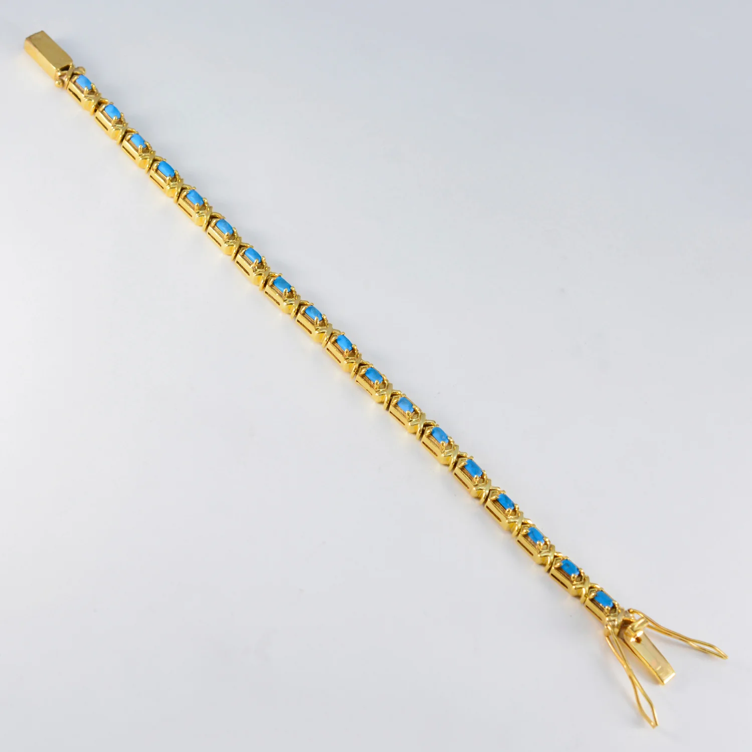Turquoise Ash Wednesday Eye-catching Turquoise Silver Tennis Bracelet - Image 3