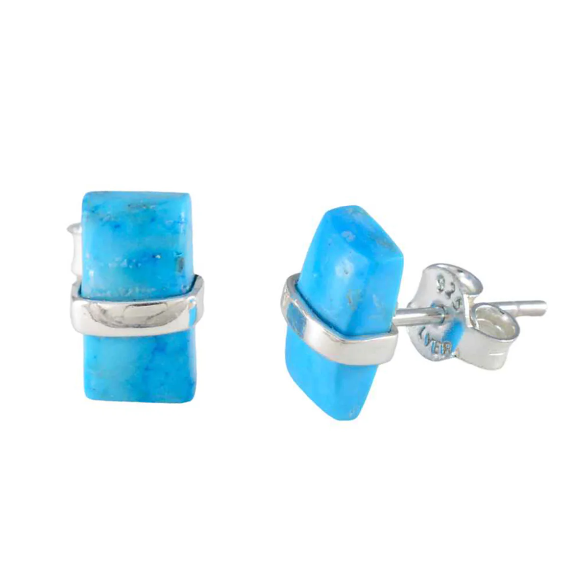 Turquoise Australian Julieta Solitaire Stud multicolor 925 Sterling Silver Earring - Image 2