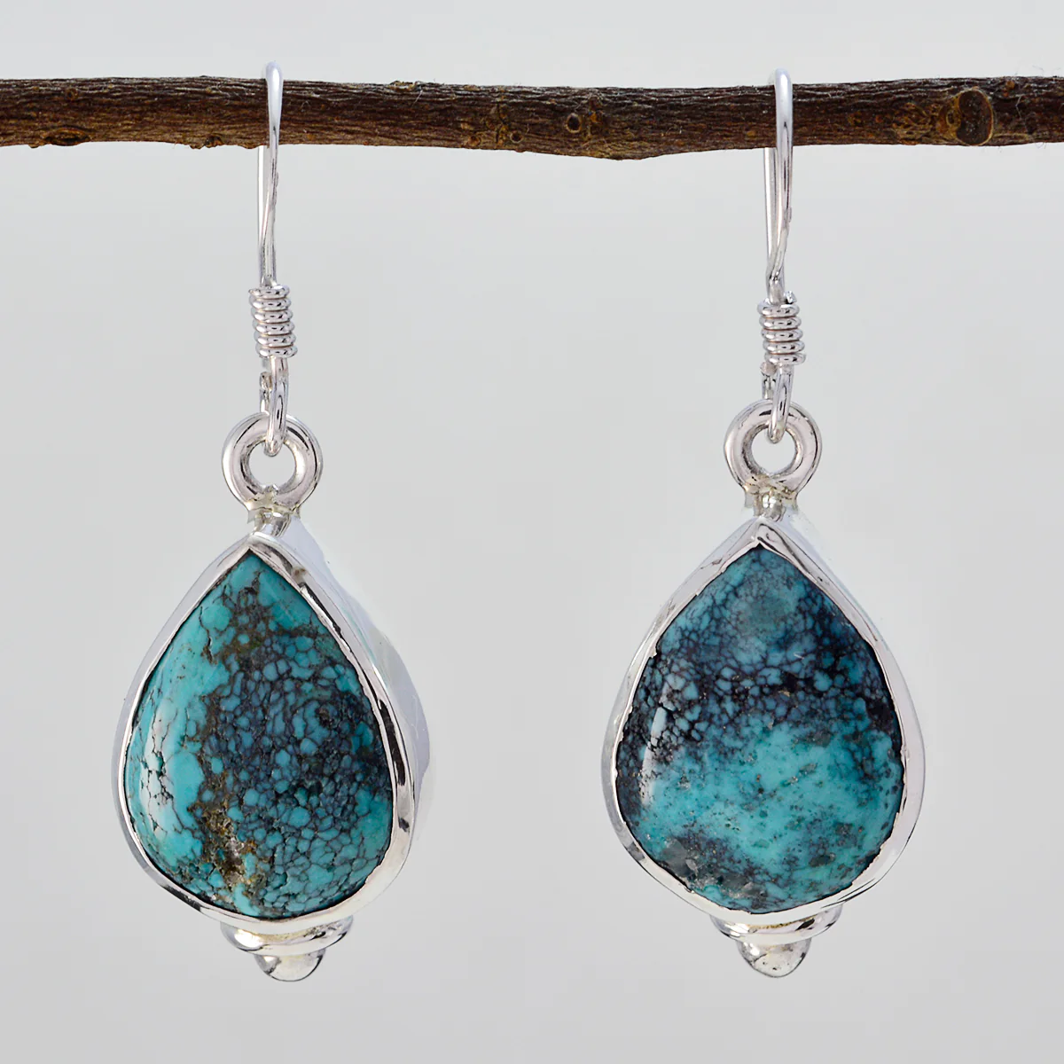 Turquoise German Camilla multiple Dangle Blue 92.5 Silver Earring - Image 2