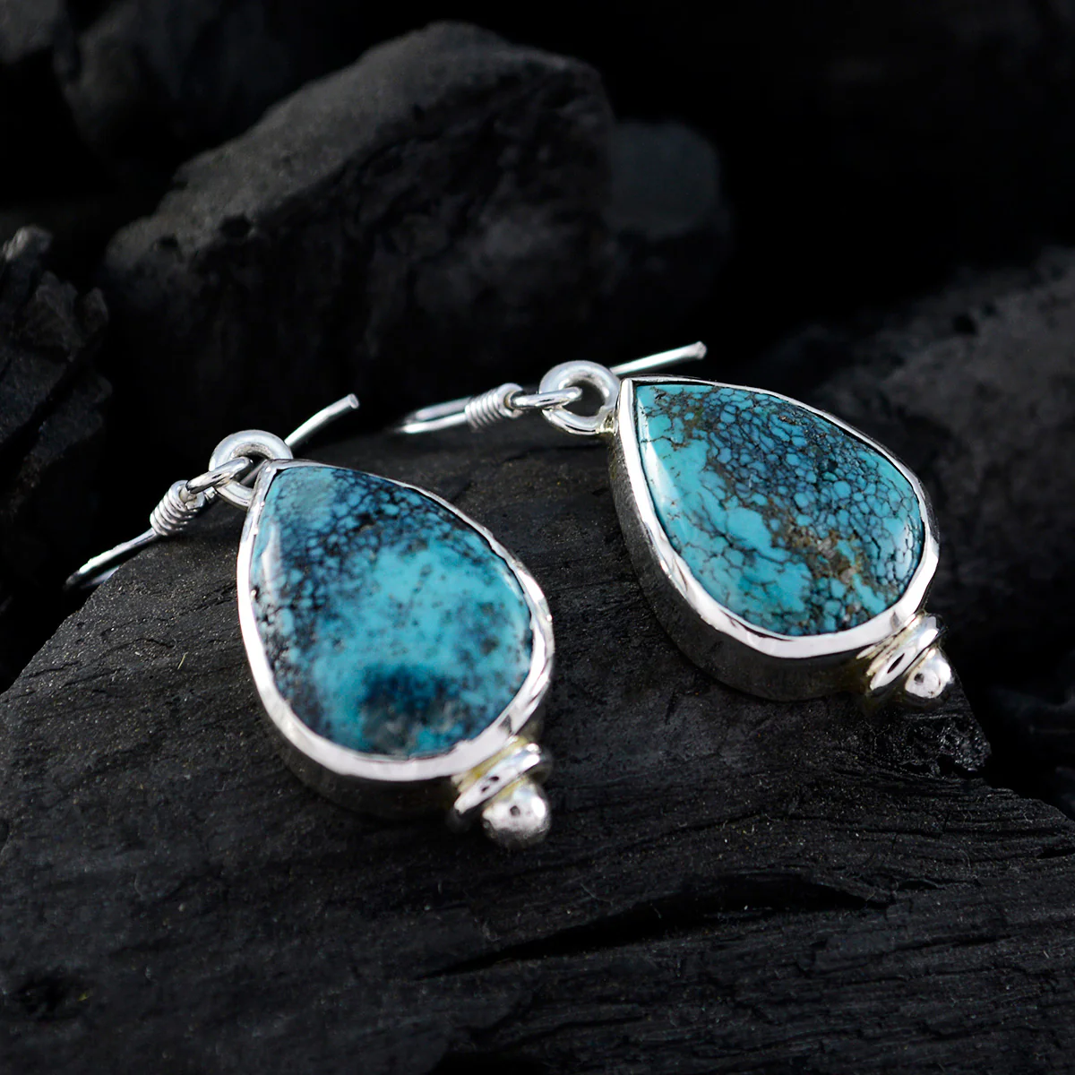Turquoise German Camilla multiple Dangle Blue 92.5 Silver Earring - Image 3