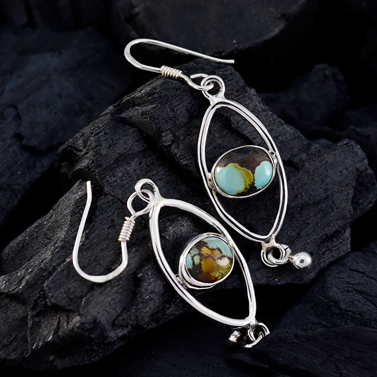 Turquoise Mexican Lili multiple Dangle Blue Silver Earring - Image 3